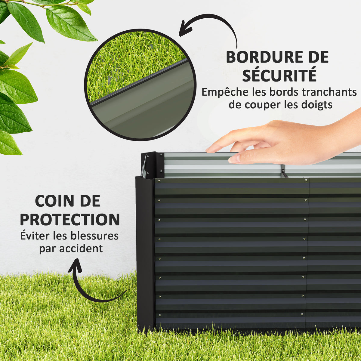 Lot de 2 lits de jardin surélevés carrés potagers cadre en acier galvanisé fond ouvert 120 x 60 x 60 cm gris foncé