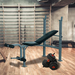 Lot de banc de musculation et haltères courtes total 25 Kg - dossier réglable haltères à poids réglable barres incluses
