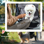 Poussette pour chien et chat pliable, 4 roues avec freins, tissu Oxford 300D imperméable, panier de rangement, gris