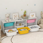 Meuble rangement enfant à 2 niveaux, étagère de rangement pour jouets enfants avec 6 bacs amovibles, 97x21x29cm, blanc