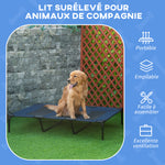 Lit sur pieds XXL pour chien chat lit de camp animal 122L x 92l x 23H cm bleu foncé