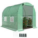 Serre de Jardin Tunnel 5 m² 2,5L x 2l x 2H m Acier renforcé Ø 1,8 cm + PE Haute densité 140 g/m² fenêtres Vert