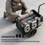Remorque Vélo Cargo Chariot de Transport Pliable Caisse Plastique 65L Couvercle Dégagement Rapide 145x51,5x72cm Noir