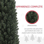 Sapin de Noël artificiel, arbre de Noël, base en acier, 390 branches épines, décoration de Noël, Ø 55 x 195H cm, vert