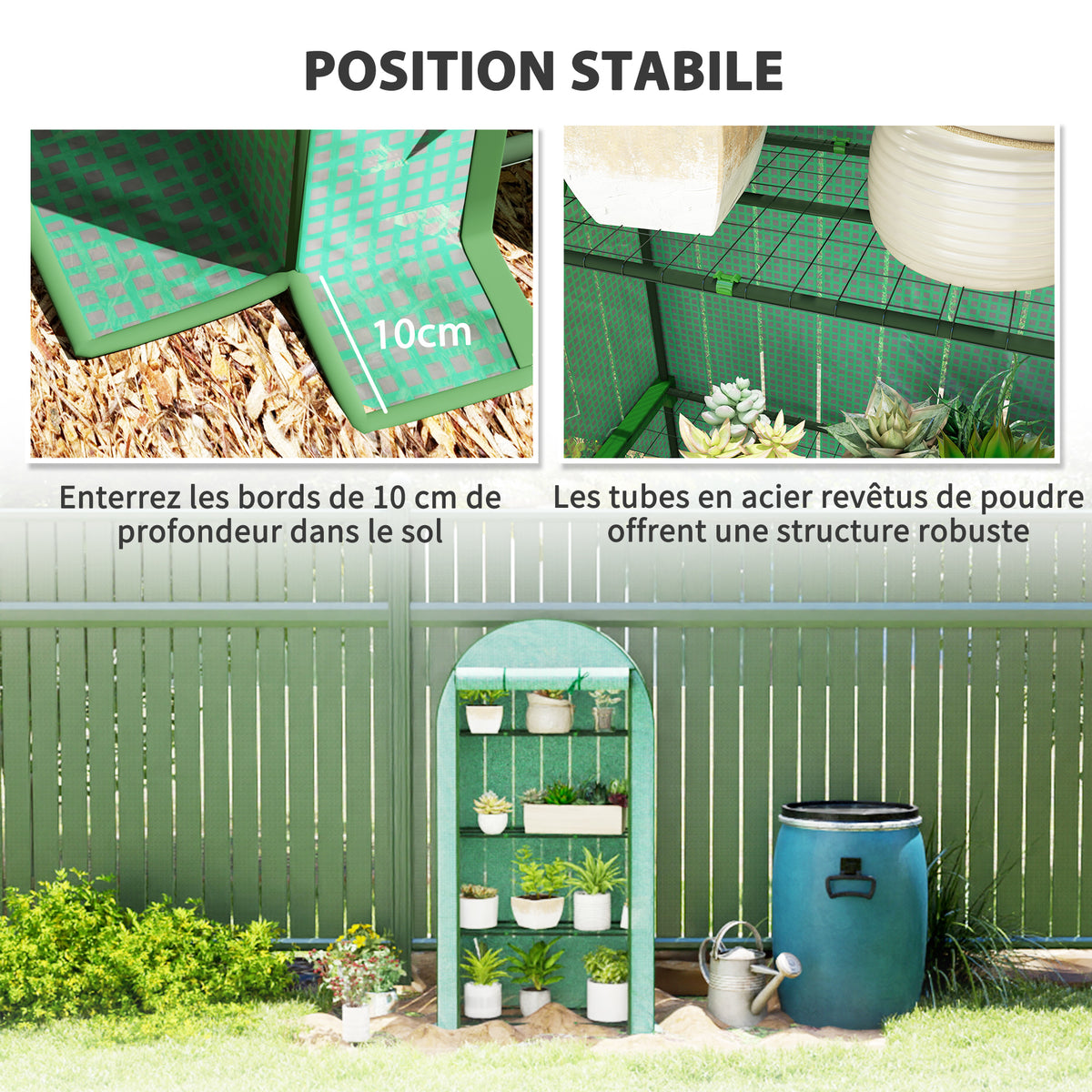 Serre de jardin serre de balcon avec étagères à 4 niveaux, bâche en PE pour légumes, plantes,105 x 45 x 160 cm, vert