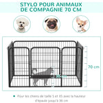 Luxe parc enclos modulable acier 4 panneaux et 1 porte pour chiens, lapins, rongeurs, petits animaux, intérieur et extérieur 125L x 70H cm noir