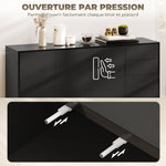 Buffet meuble de rangement 2 tiroirs coulissants 4 portes étagère réglable panneaux de particules 140 x 36 x 74 cm noir