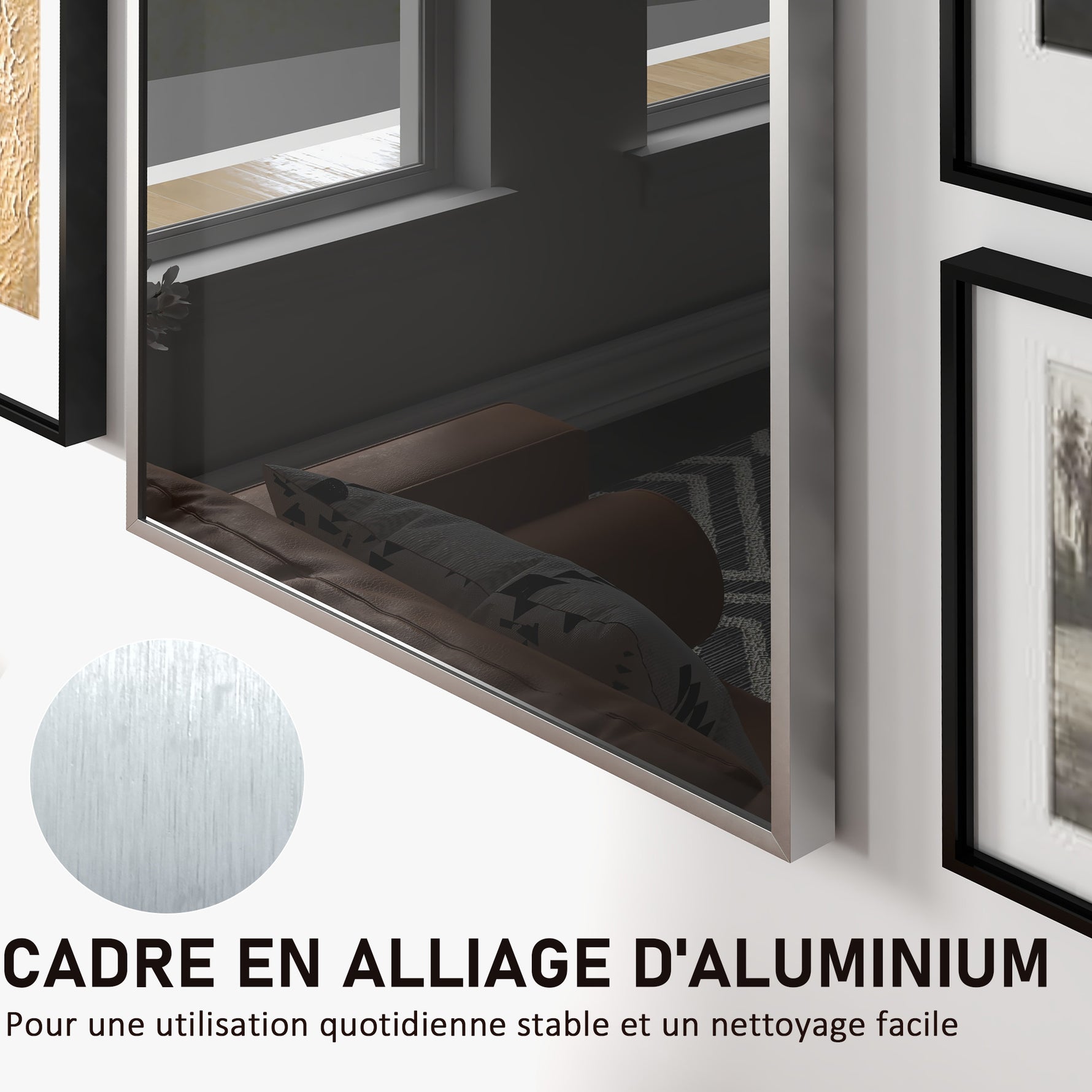 Frame box T-frame cadre aluminium pour maillot porte acrylique doublure interne feutre 70 x 90 cm