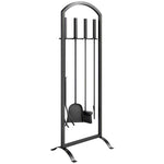 Serviteur de Cheminée 6 Pièces avec Sac à Bûches, Brosse, Pelle, Tisonnier, Pince et Support, 30 x 22 x 86 cm, Noir
