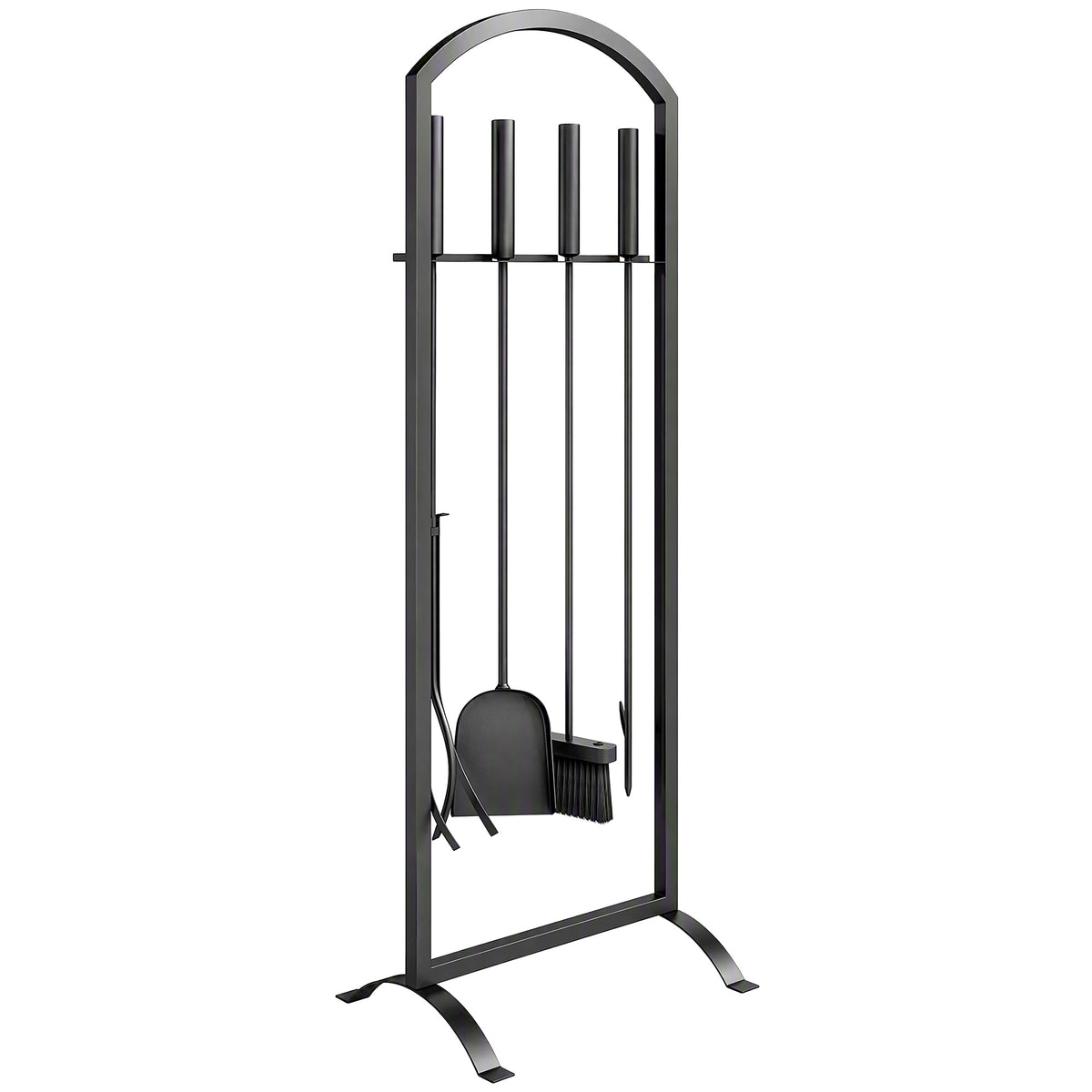Serviteur de Cheminée 6 Pièces avec Sac à Bûches, Brosse, Pelle, Tisonnier, Pince et Support, 30 x 22 x 86 cm, Noir