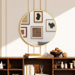 Miroir mural rond Ø 61 cm, cadre en alliage d'aluminium, pour salle de bain, chambre, salon, couloir, doré