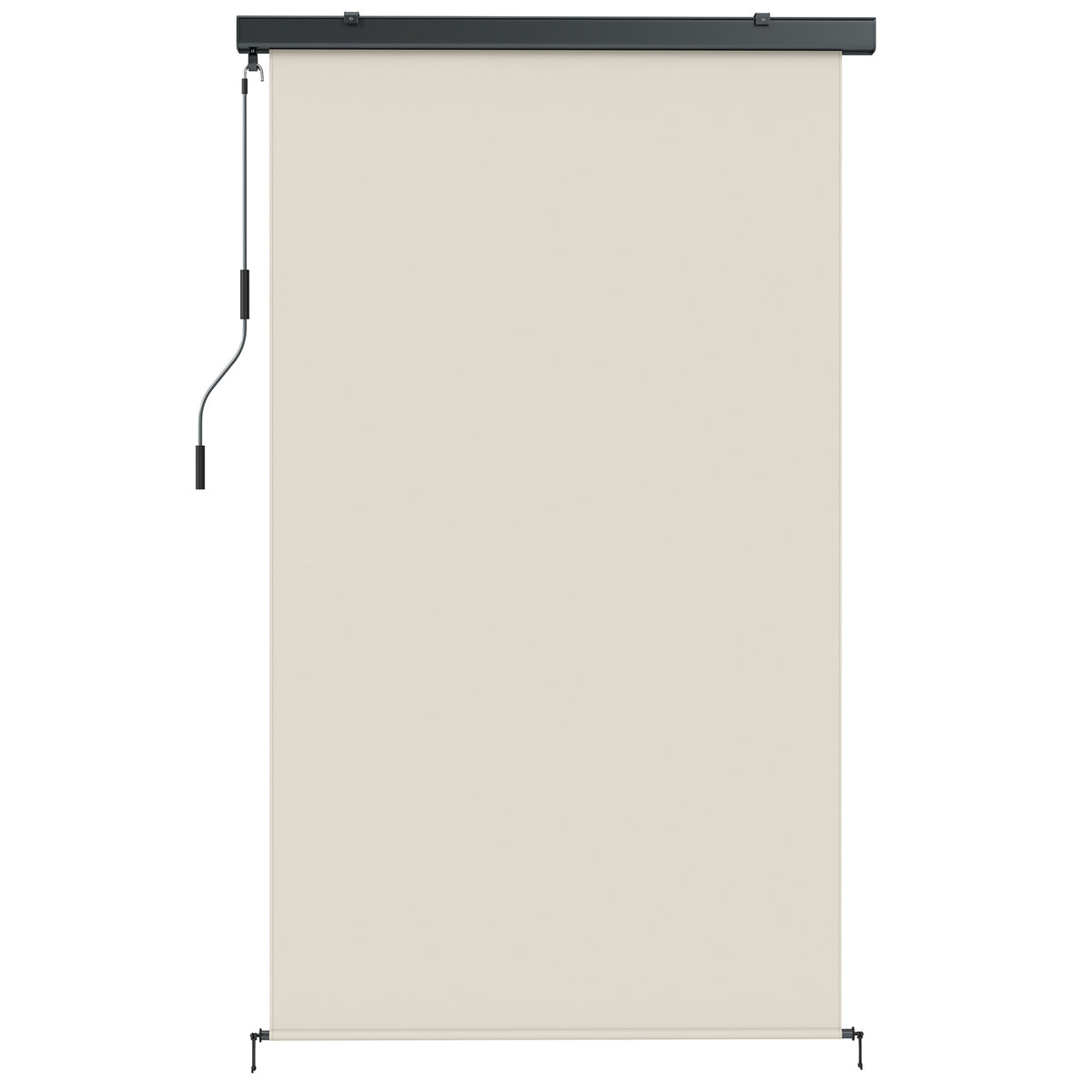 Store enrouleur extérieur, store vertical extérieur avec manivelle et cassette en aluminium, 250x160cm, crème