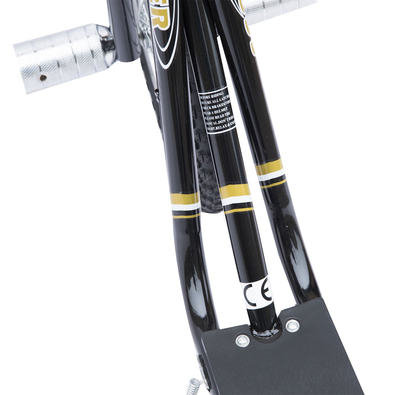 Trottinette patinette Grandes Roues pneumatiques Ø 41 cm Hauteur Guidon réglable béquille pegs Inclus Acier Noir