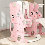 Scivolo e altalena 4 in 1 per bambini con canestro da basket, scivolo, altalena, 147,5x160x107cm, rosa