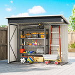 Abri de jardin en métal cabane jardin extérieure triple porte verrouillable toit incliné aérations 234x132x185cm gris