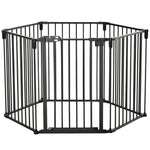 Barrière de sécurité barrière de protection cheminée parc enclos chien pliable modulable 6 panneaux avec porte sans perçage 362,5 x 76 cm noir