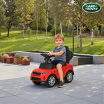 Porteur enfants Land Rover Discovery sous licence, porteur voiture à pousser avec poignée amovible, 84x40x94,5cm, rouge