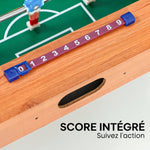 Mini Babyfoot Jeu de Table Baby-Foot Panneaux de Score et 2 Balles 50,6x50,5x18cm Finition Bois Naturel