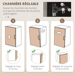Buffet cuisine, meuble cuisine rangement haut, meuble de rangement avec plan de travail, 3 portes vitrées, 2