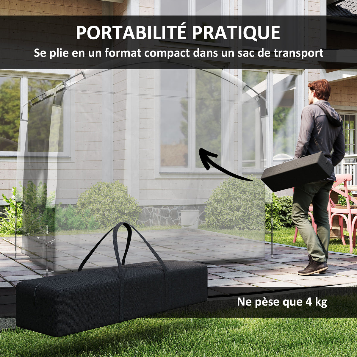 Tente de vélo abri de vélo portable pour 3-4 vélos avec 2 poches latérales 220 x 150 x 195 cm gris foncé