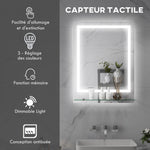 Miroir rectangulaire mural lumineux LED de salle de bain 70 x 50 cm