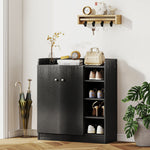 Meuble de rangement à chaussures pour entrée 12 paires - armoire à chaussures avec 4 compartiments ouverts- noir