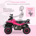 Porteur Enfants SANS Moteur Quad 18-36 Mois dim. 67L x 38l x 44H cm Effets Lumineux et sonores Rose Noir PAS ÉLECTRIQUE
