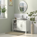 Meuble sous lavabo meuble de salle de bain avec placard à deux niveaux étagères réglables 90l x 30P x 63H cm crème
