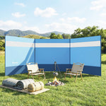 Paravent brise-vent de camping portable pliable avec sac de transport et poteaux en acier dim. 440 cm x 140 cm bleu