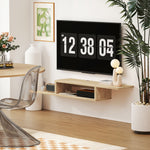 Meuble TV mural flottant suspendu support TV - étagère murale flottante - niche, passe-fils - chêne clair