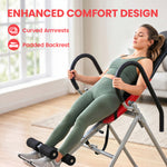 Table d'Inversion Pliable en Acier, Inversion 0-90°, Verrou de Cheville Réglable, 122x59x130cm, Rouge