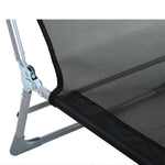 Bain de soleil transat chaise longue inclinable pliable avec oreiller dossier réglable sur 5 niveaux noir