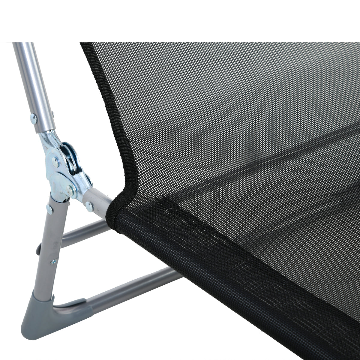 Bain de soleil transat chaise longue inclinable pliable avec oreiller dossier réglable sur 5 niveaux noir