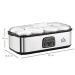 Yogurtiera con 8 vasetti in vetro da 180 ml, macchina per yogurt elettrica in acciaio inossidabile con timer, termostato regolabile e display digitale per dessert fatti in casa sani