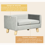 Canapé chien lit pour chien design scandinave coussin moelleux pieds bois massif dim. 64 x 45 x 36 cm velours gris