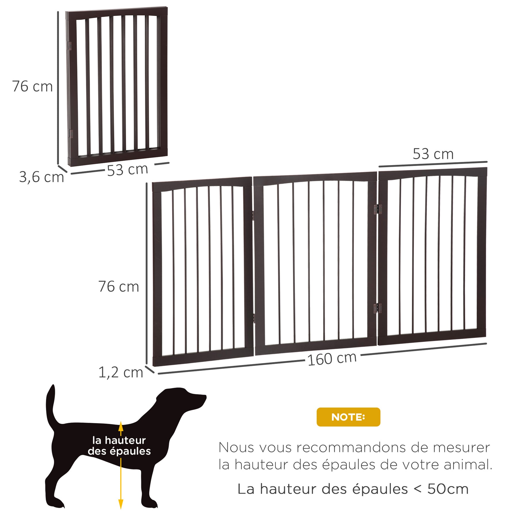 Barrière modulable pliable barrière de sécurité 160L x 76H cm MDF