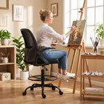Chaise Bureau Ergonomique avec Soutien Lombaire Réglable, Chaise de Dessin en Maille, Accoudoirs Relevables, Noir
