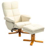 Fauteuil relax avec repose-pied, fauteuil de relaxation, pivotant à 360°, dossier inclinable, 80 x 86 x 99 cm, crème