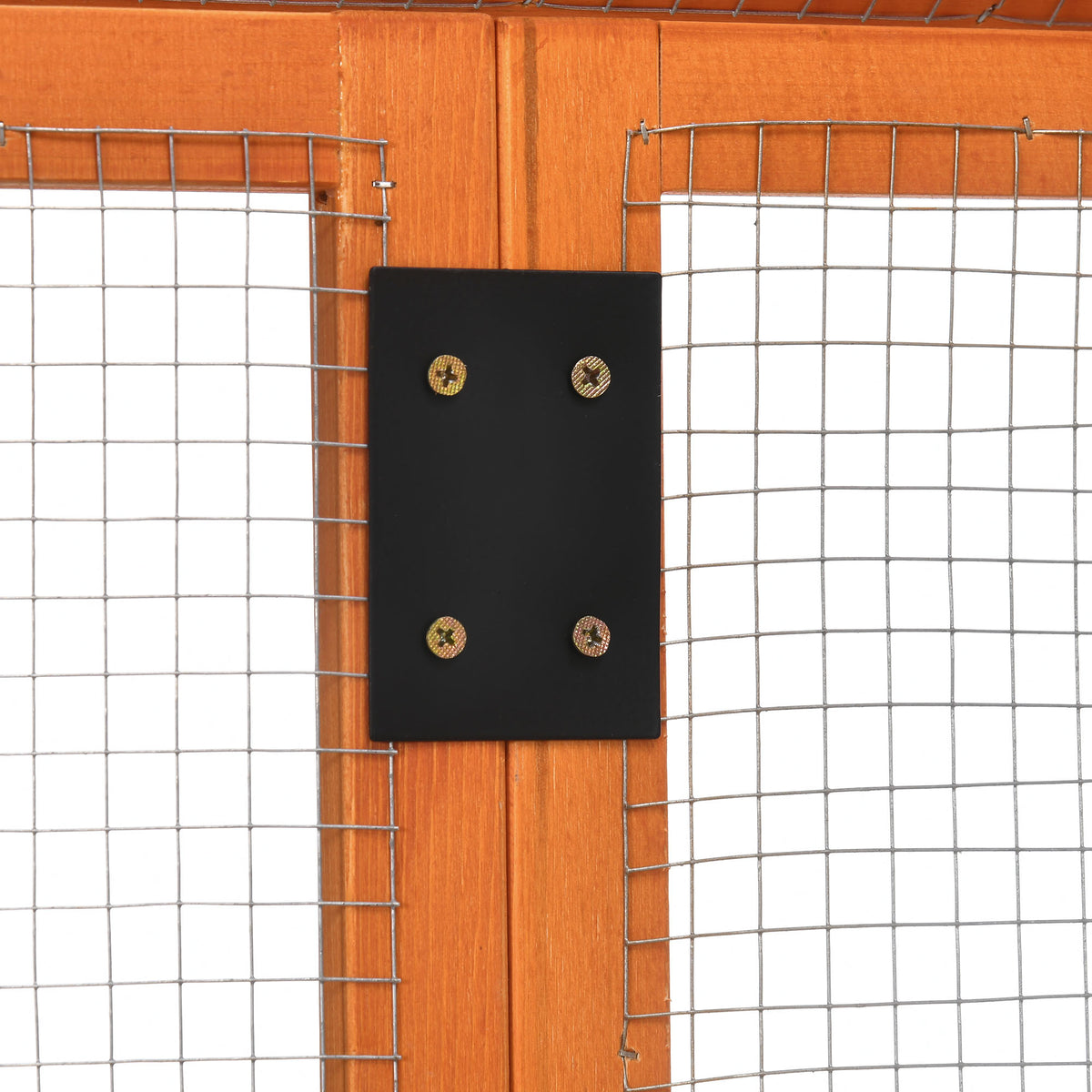 Hühnerstall aus Holz, Hühnergehege mit Drahtgitter, 140 x 88,5 x 106 cm, orange