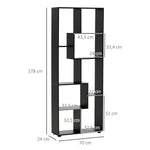 Bibliothèque étagère Zig zag Design Contemporain 70L x 24l x 178H cm Panneaux Particules noir