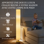 Lampadaire sur pied de salon avec abat-jour en lin, interrupteur à pied, 2 x douille E27, 120 cm, beige