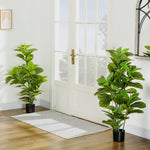 Lot de 2 plantes artificielles figuiers artificiels à feuilles arbre artificiel avec pot inclus hauteur 110 cm vert