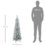 Künstlicher Weihnachtsbaum mit Stahlständer, 253 beschneite Zweige, klappbarer Fuß, Höhe 135 cm, grün