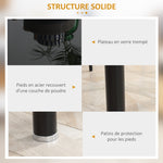 Dining table set with 4 chairs, tempered glass top, steel legs, for kitchen, living room, black