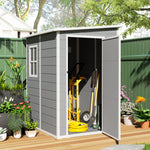 Tuinhuisje 1,54 m² voor gereedschap, afsluitbare deur, ventilatie en raam, afm. 122L x 149B x 192/177H cm, grijs