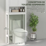 Meuble WC dessus de toilette meuble machine à laver meuble salle de bain placard 2 portes étagères réglables blanc