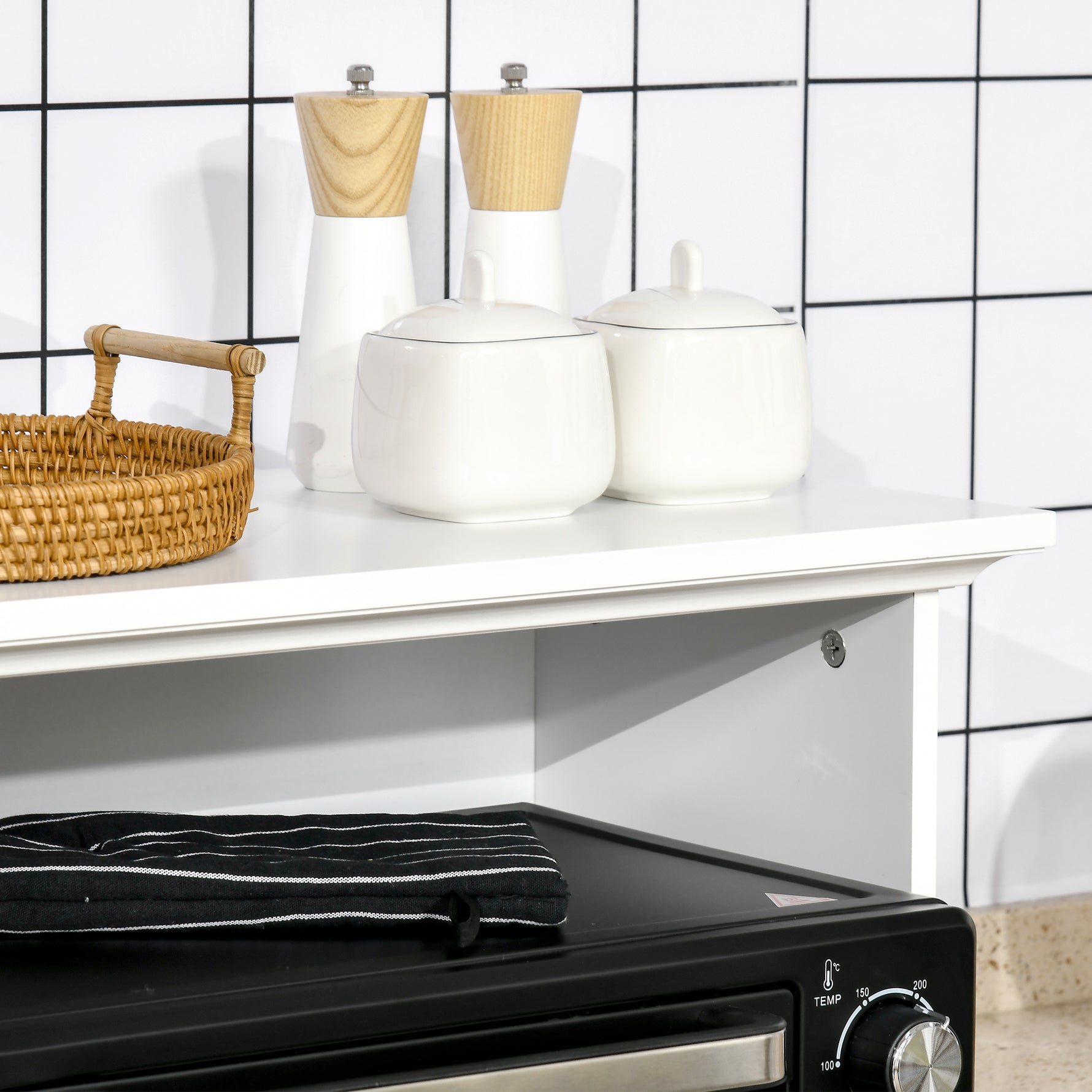 Meuble armoire micro-ondes pour cuisine avec 1 tiroir, 2 Portes 60 x 40 x 122,5 cm - MDF - Blanc