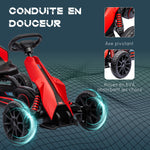Kart à pédales pour enfants avec siège ajustable 4 positions et roues en EVA 100 x 58 x 58,5 cm rouge et noir