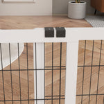 Barrière de sécurité pour chien barrière de protection à 2 panneaux largeur réglable 101-181 cm en bois acier blanc