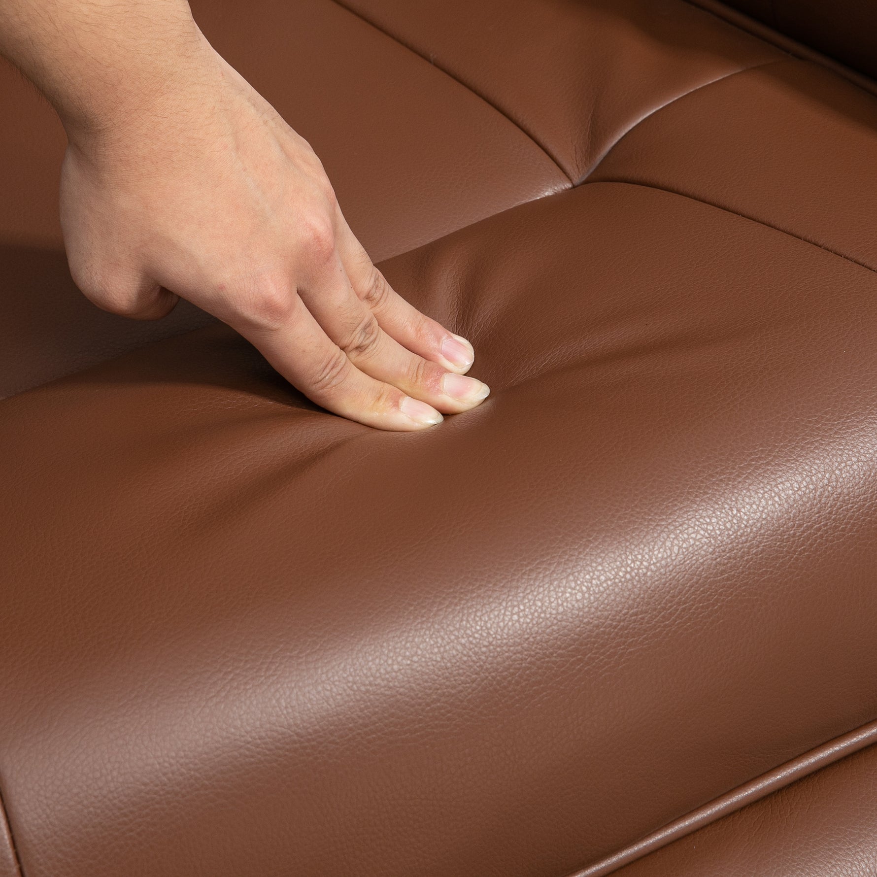 Fauteuil relax inclinable repose-pieds réglable pivotant 360° piètement bois revêtement PU respirant et doux marron